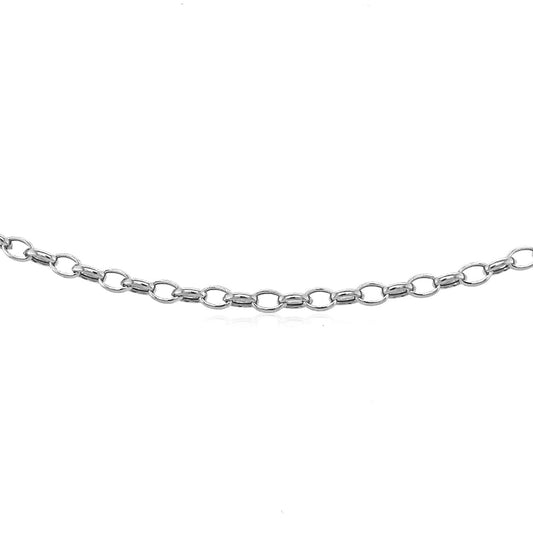 14k White Gold Oval Rolo Chain (3.20 mm)