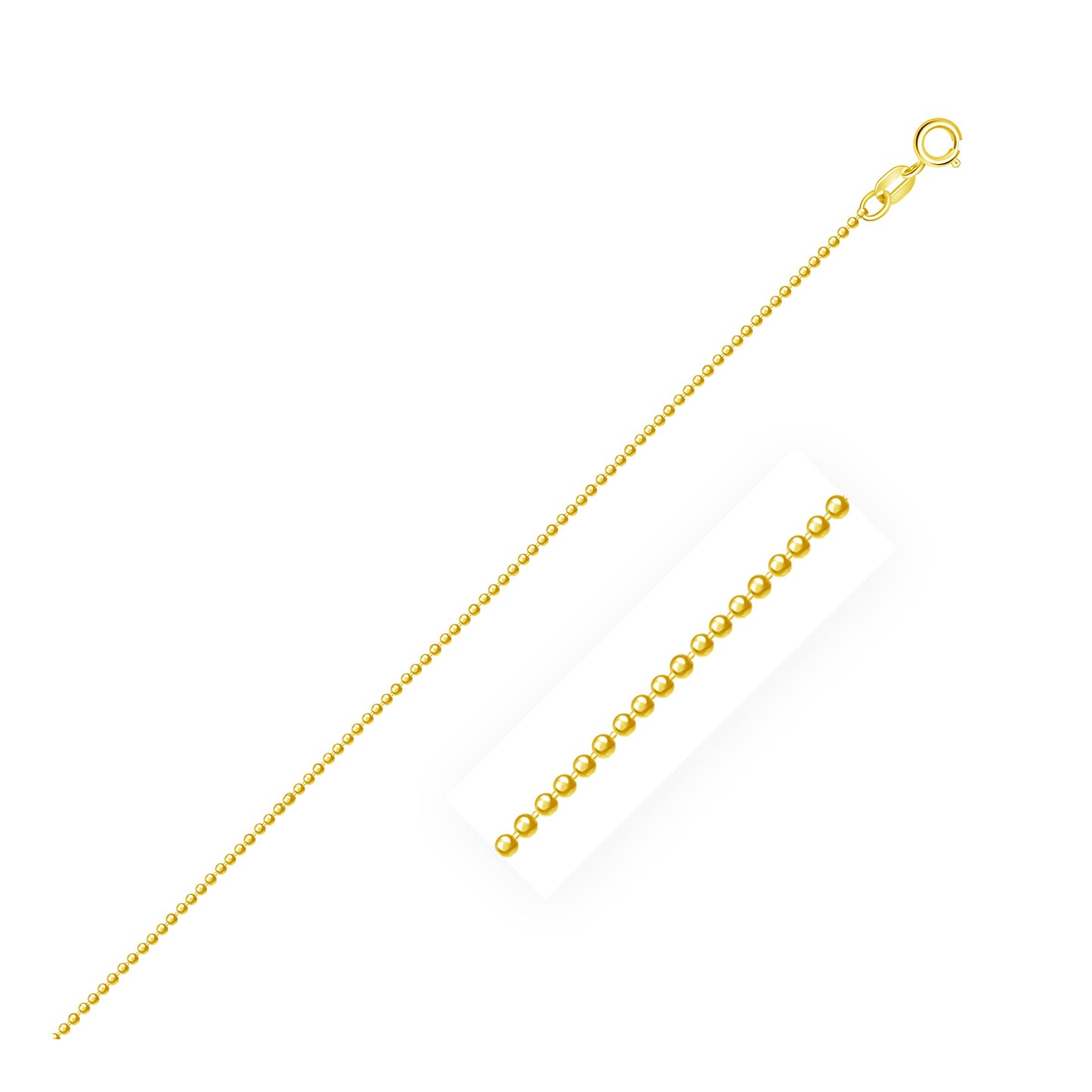 14k Yellow Gold Diamond-Cut Bead Chain (0.90 mm)