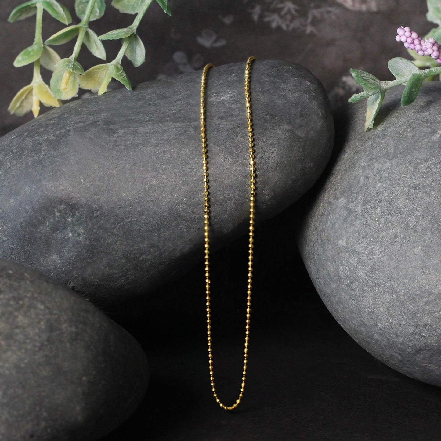 14k Yellow Gold Diamond-Cut Bead Chain (0.90 mm)