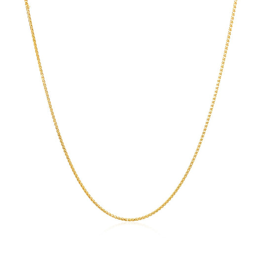 14k Yellow Gold Diamond Cut Round Wheat Chain (0.60 mm)