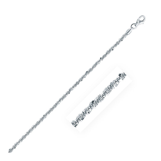Rhodium Plated Sterling Silver Sparkle Style Chain (2.20 mm)