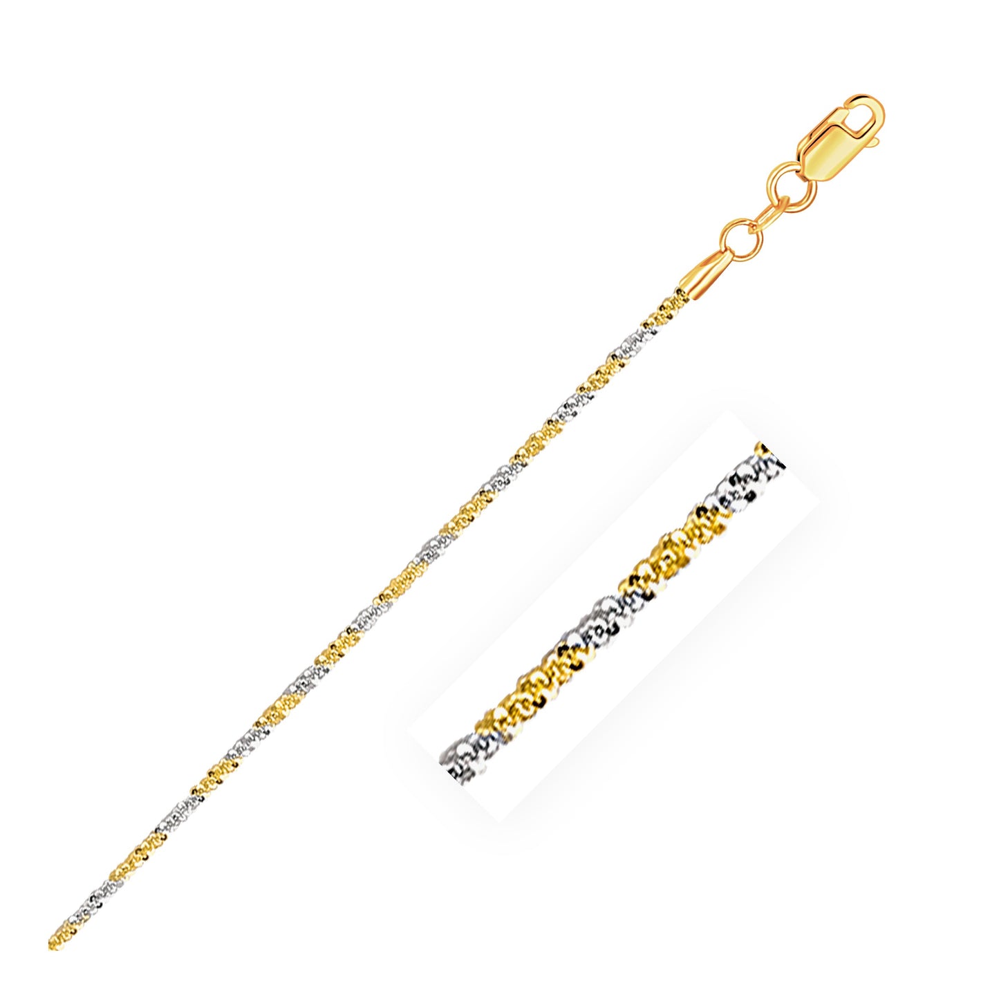 14k White & Yellow Gold Two Tone Sparkle Chain (1.50 mm)