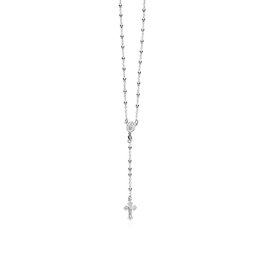 Fine Rosary Chain & Bead Necklace in Sterling Silver