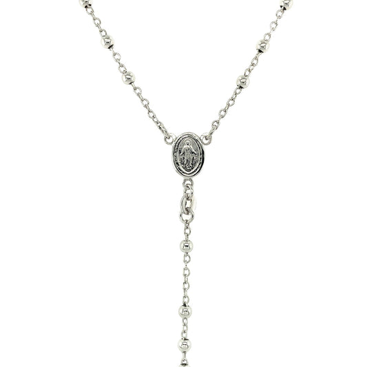 Fine Rosary Chain & Bead Necklace in Sterling Silver