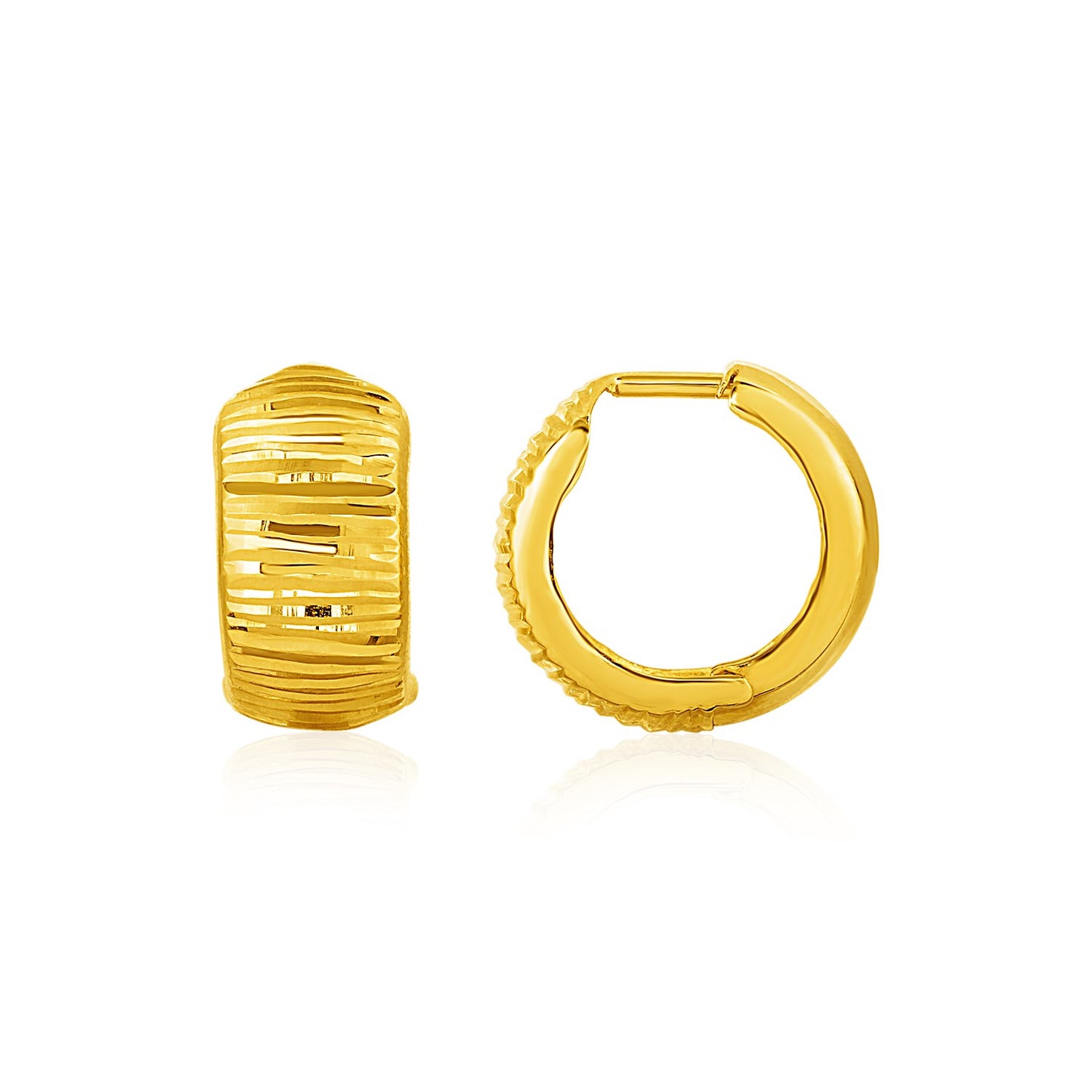 Reversible Textured & Smooth Snuggable Earrings in 10k Yellow Gold