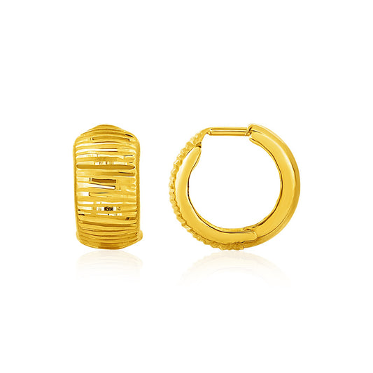 Reversible Textured & Smooth Snuggable Earrings in 10k Yellow Gold