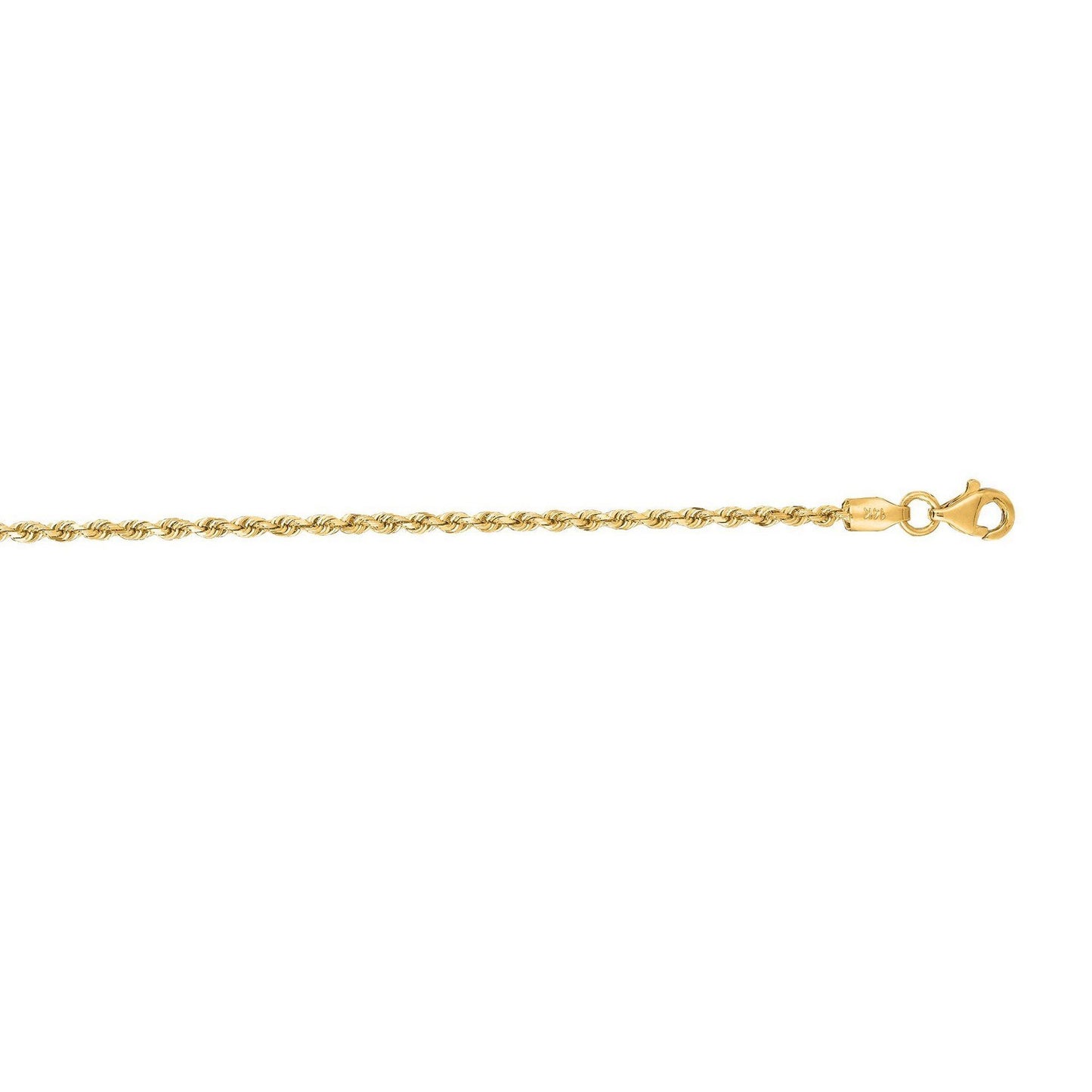 10k Yellow Gold Solid Diamond Cut Rope Bracelet (1.80mm)