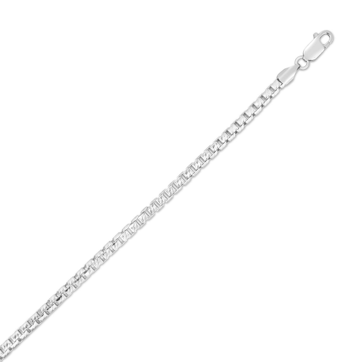 Sterling Silver Rhodium Plated Rockstar Cut Round Box Chain (3.90 mm)