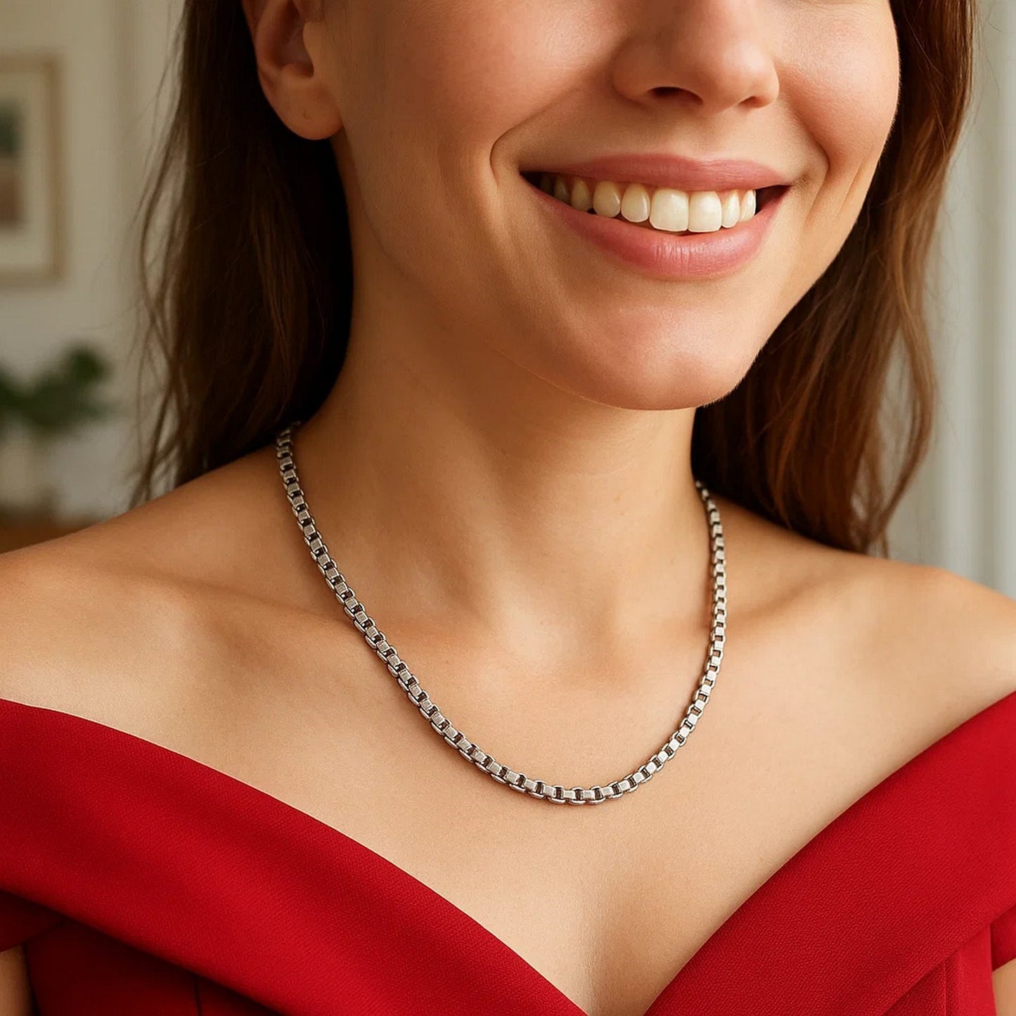 Sterling Silver Rhodium Plated Rockstar Cut Round Box Chain (3.90 mm)