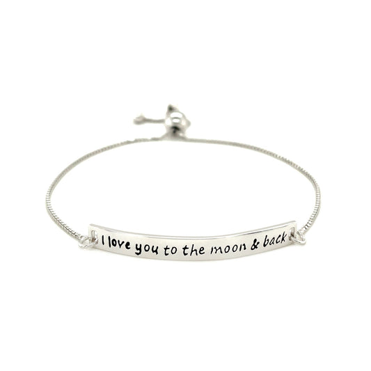 Sterling Silver Adjustable I Love You to the Moon & Back Bracelet
