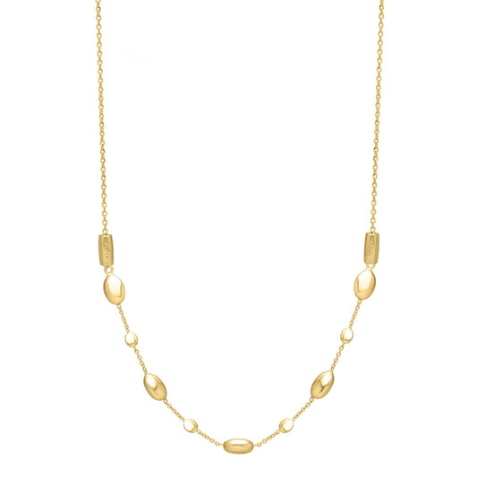 Adjustable Puff Pebble Necklace in 14K Yellow Gold