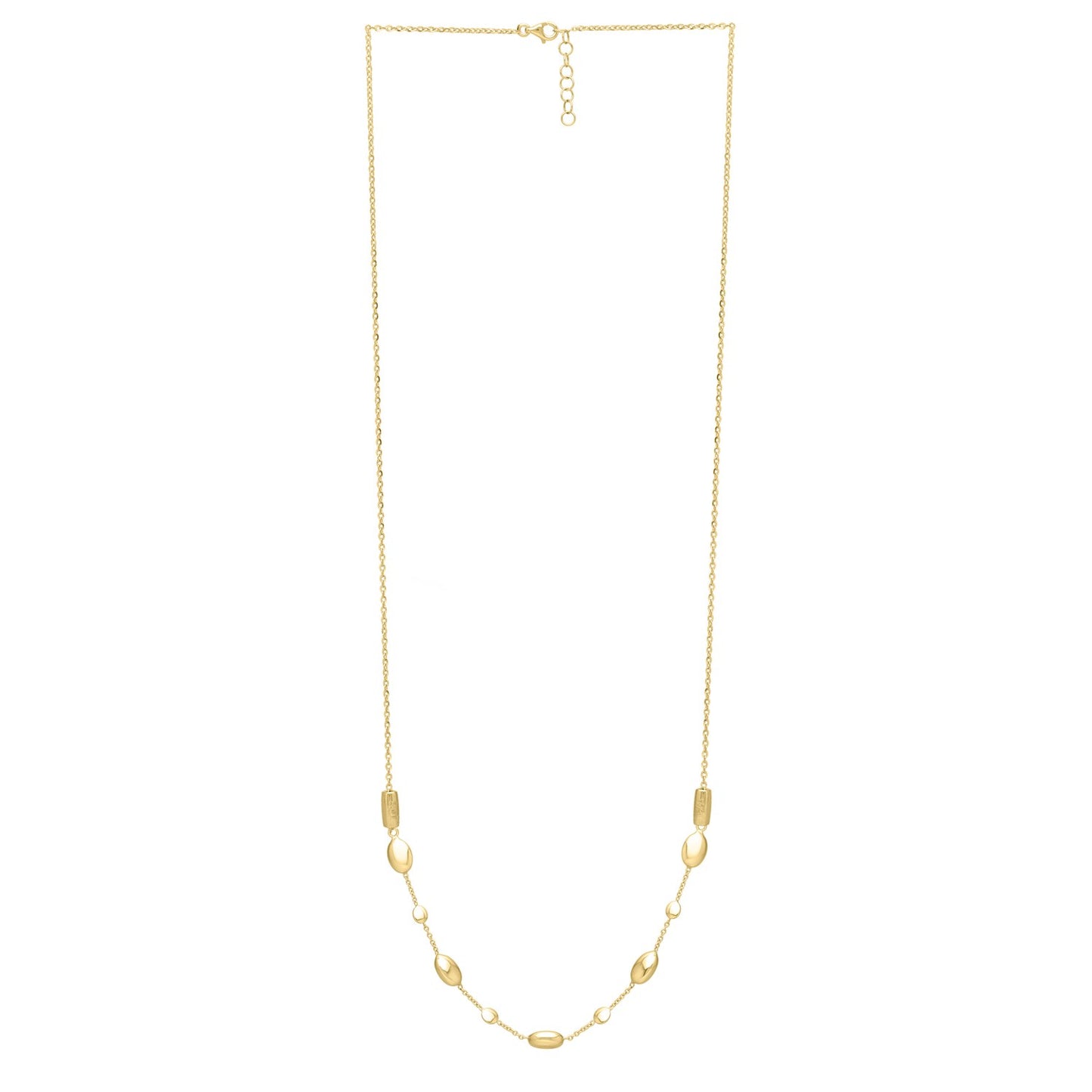 14k Yellow Gold Adjustable Puff Pebble Necklace