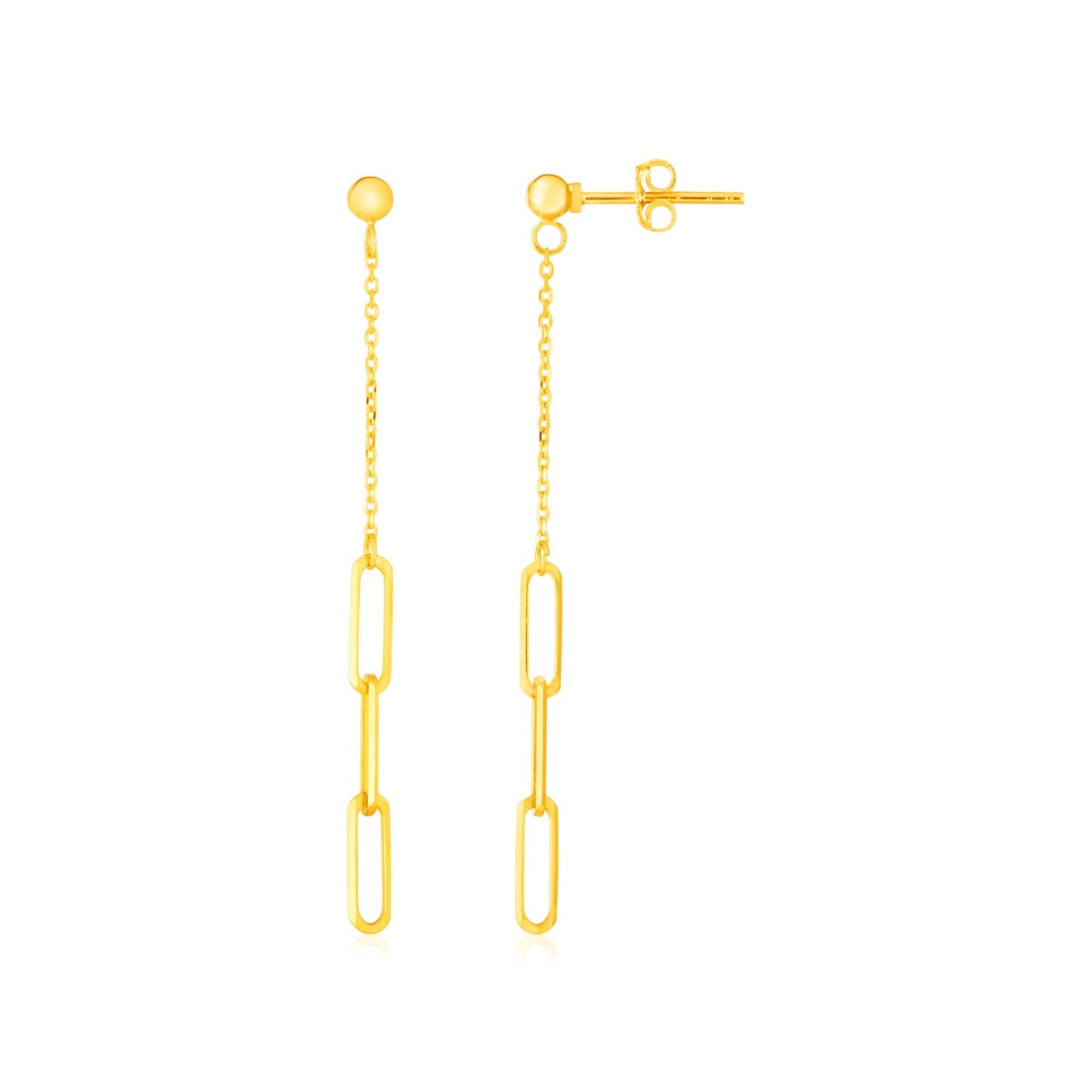 14K Yellow Gold Paperclip Chain & Fine Link Earrings