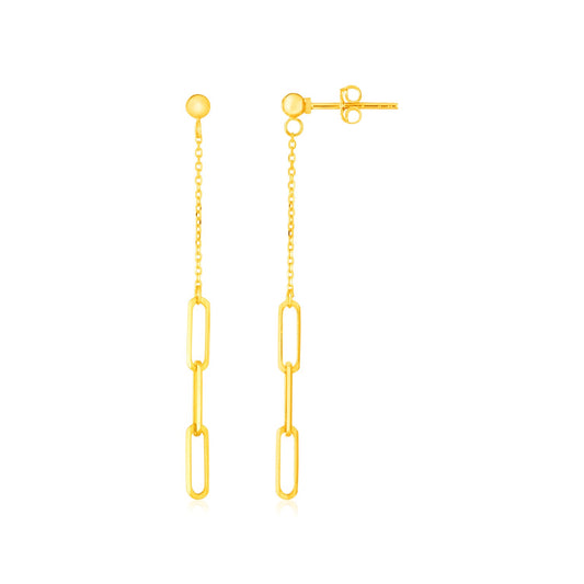 14K Yellow Gold Paperclip Chain & Fine Link Earrings