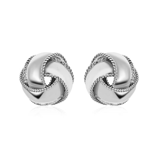 Textured & Polished Love Knot Earrings in Sterling Silver(13mm)