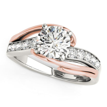 14k White & Rose Gold Bypass Shank Diamond Engagement Ring (1 1/8 cttw)