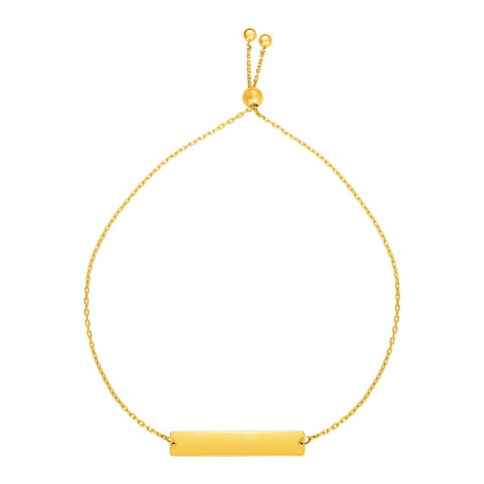 Adjustable Bracelet with Bar in 14k Yellow Gold