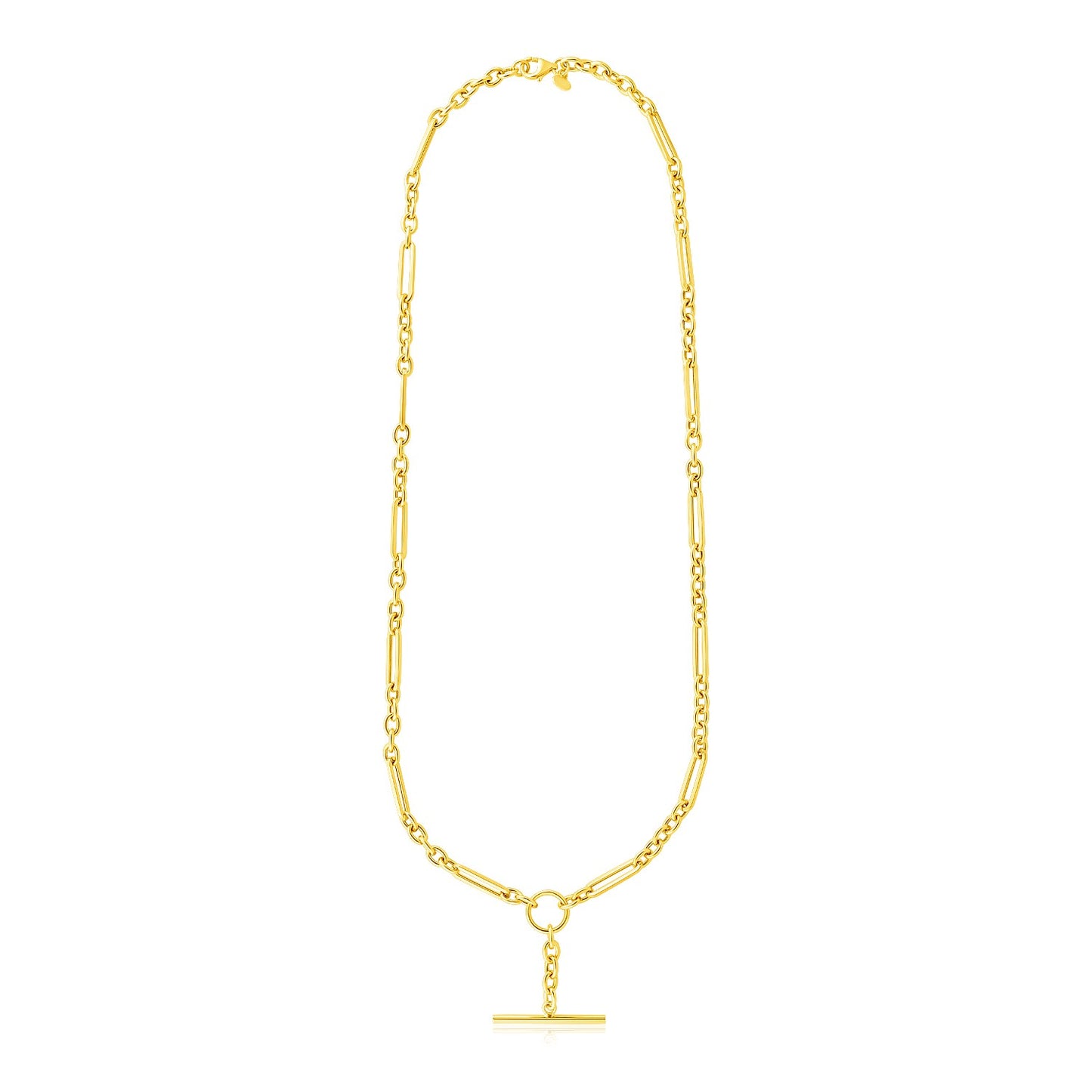 14k Yellow Gold Alternating Oval & Round Chain Necklace with Toggle