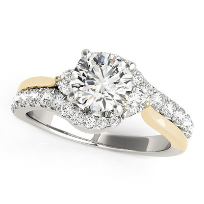 14k White & Yellow Gold Round Bypass Diamond Engagement Ring (1 1/2 cttw)