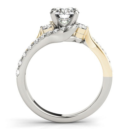 14k White & Yellow Gold Round Bypass Diamond Engagement Ring (1 1/2 cttw)