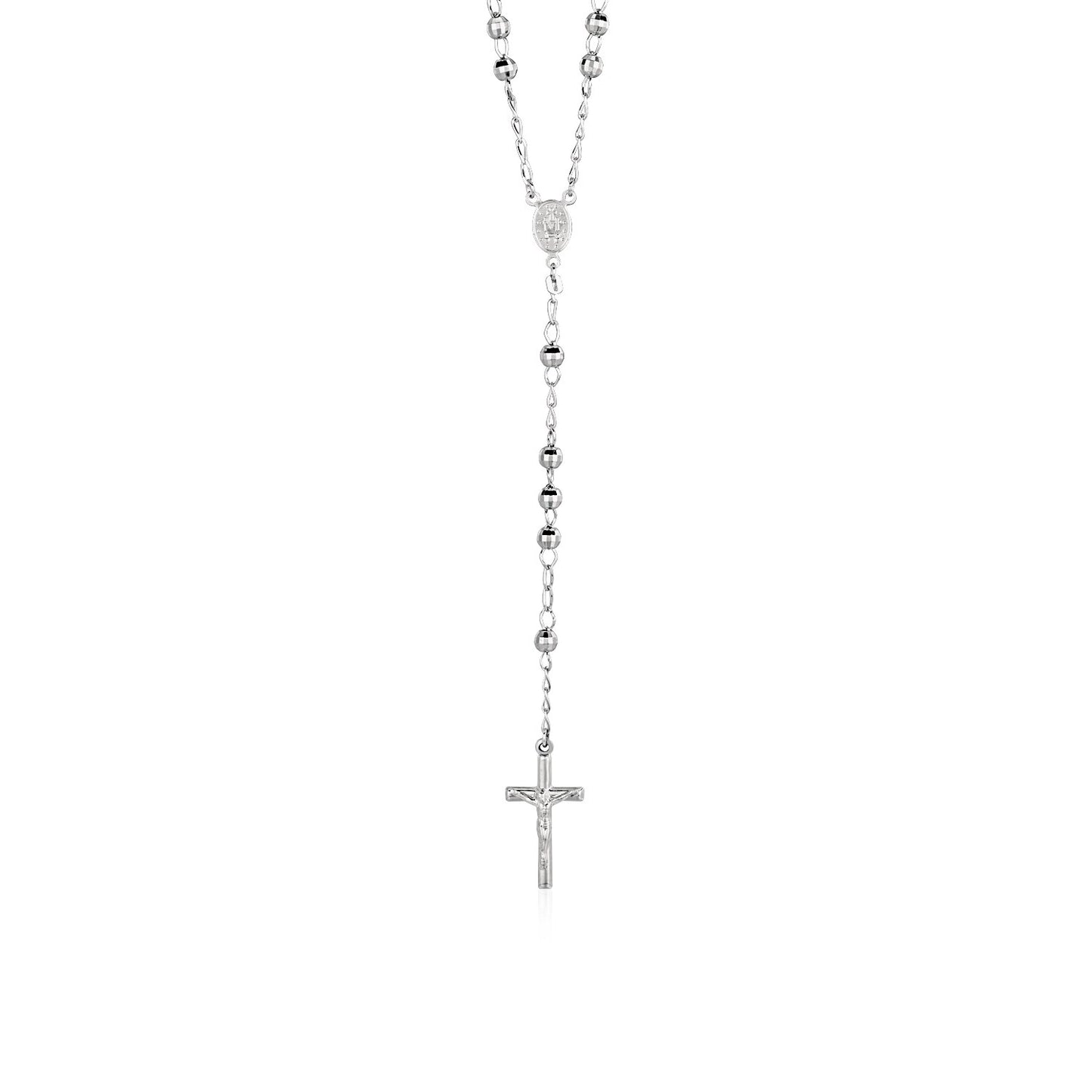 Rosary Chain & Large Bead Necklace in Sterling Silver