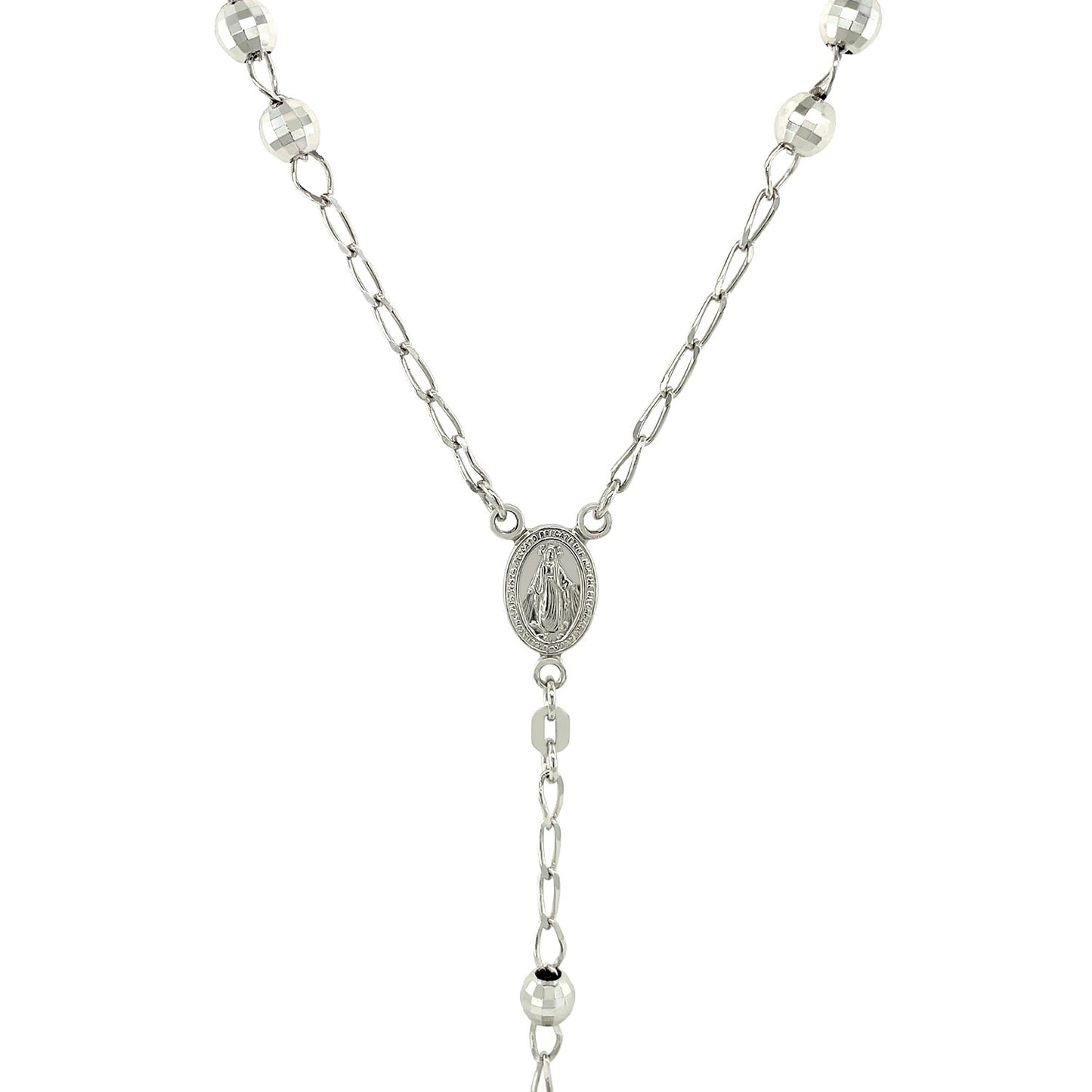 Rosary Chain & Large Bead Necklace in Sterling Silver