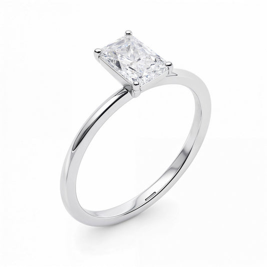 1 Carat Radiant Lab Grown IGI G/VS1 Diamond Solitaire Ring in 10K White Gold
