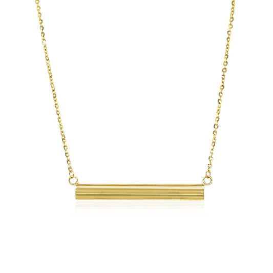 14k Yellow Gold Chain Necklace with a Flat Bar