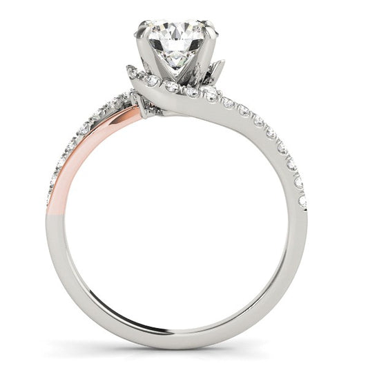 14k White & Rose Gold Bypass Shank Diamond Engagement Ring (1 1/3 cttw)