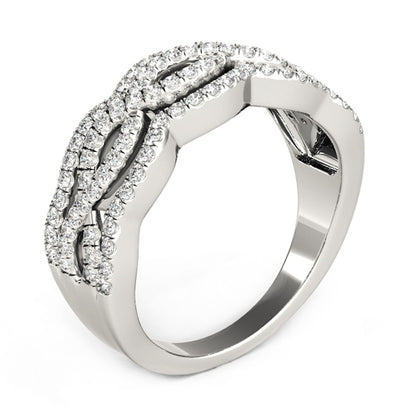 Diamond Studded Ring with Four Curves in 14k White Gold (5/8 cttw)