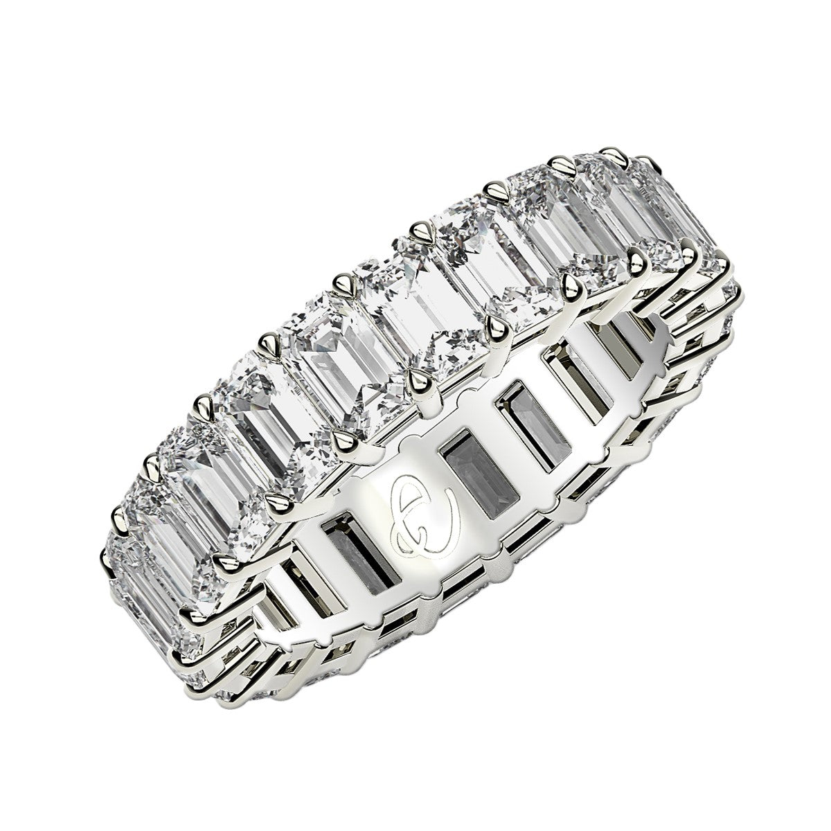 Emerald Cut Lab Grown Diamond Eternity Ring in 14k White Gold (2 cttw FG/VS2)