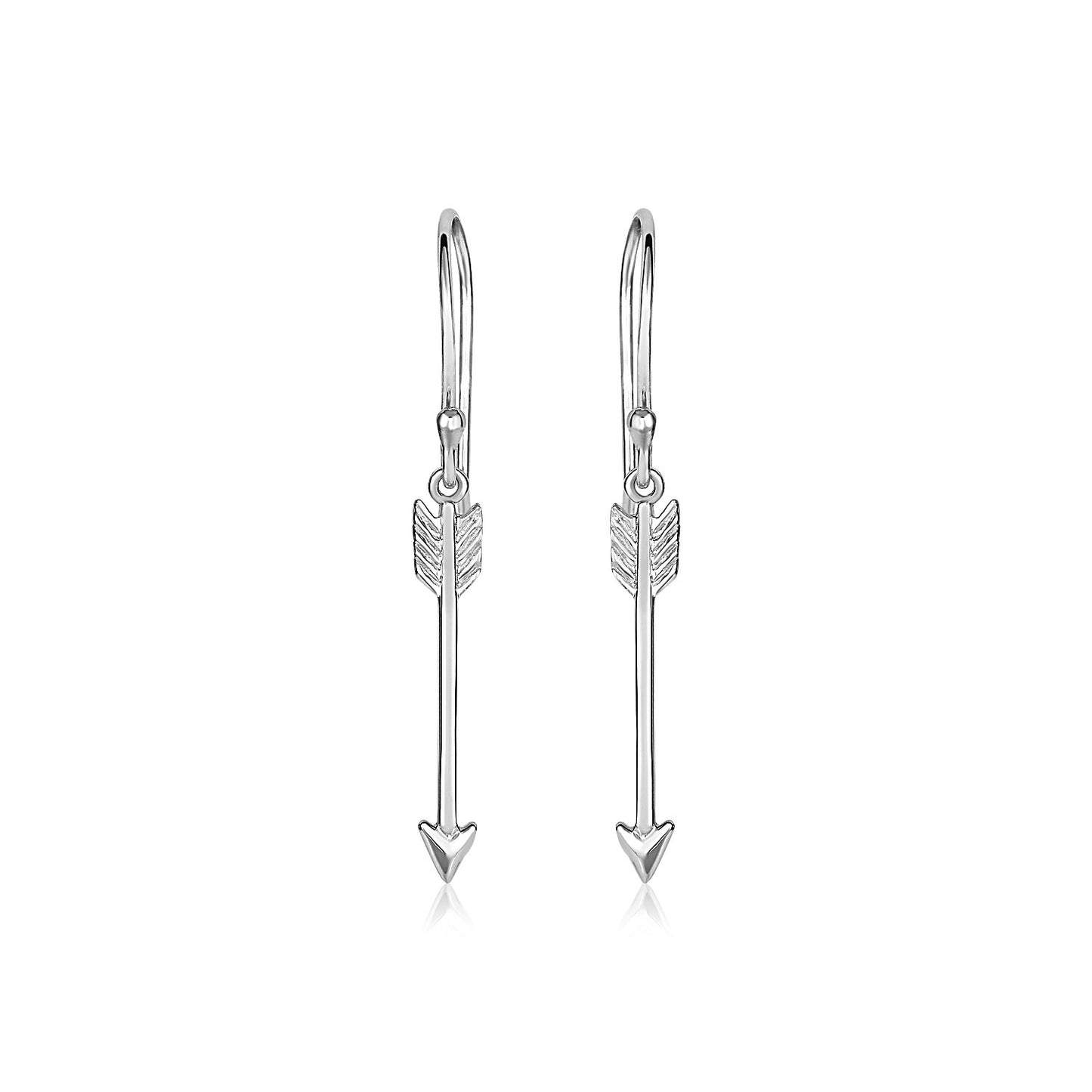 Sterling Silver Polished & Textured Arrow Earrings