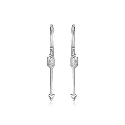 Sterling Silver Polished & Textured Arrow Earrings