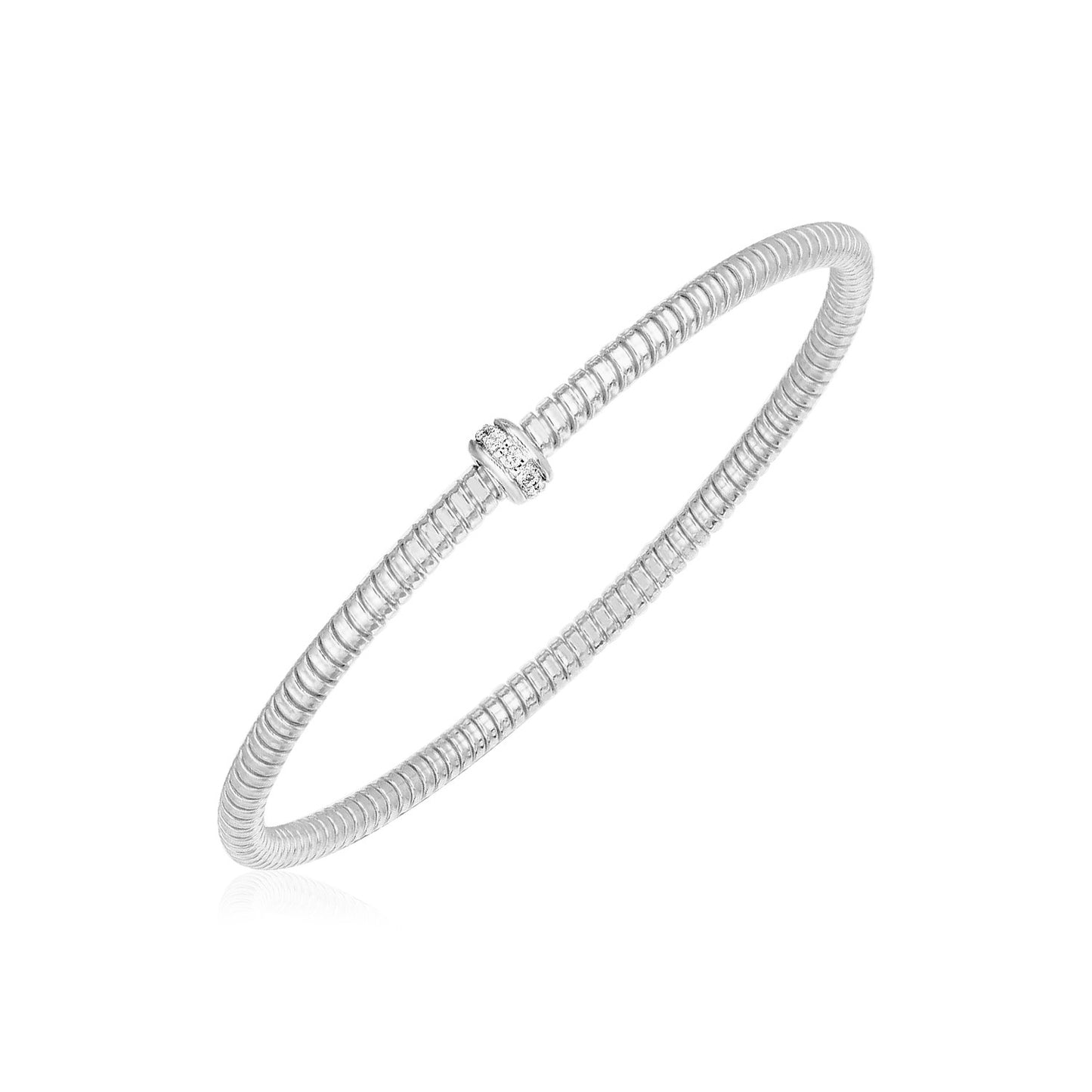 14k White Gold Stretch Bangle with Diamonds (3.00 mm)