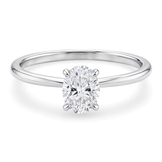 1 Carat Oval Lab Grown IGI G/VS1 Diamond Solitaire Ring in 10K White Gold