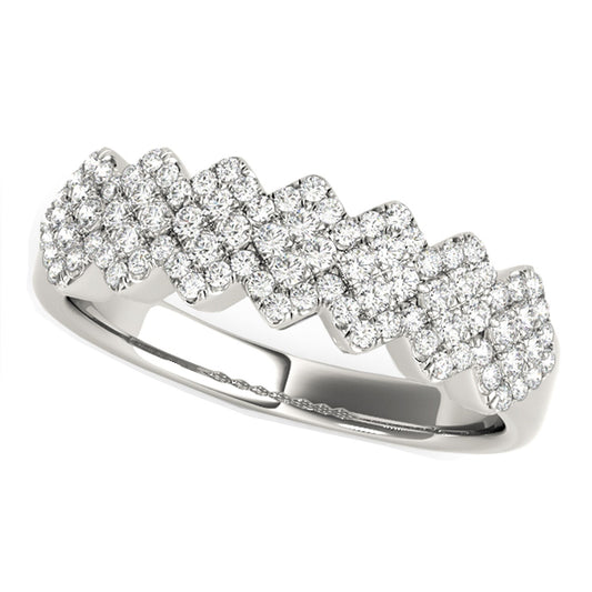 Diamond Studded Wide Multi-Diagonal  Ring in 14k White Gold (5/8 cttw)