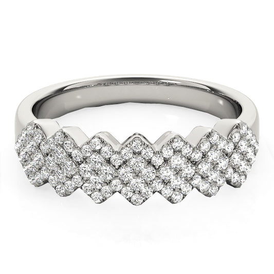 Diamond Studded Wide Multi-Diagonal  Ring in 14k White Gold (5/8 cttw)