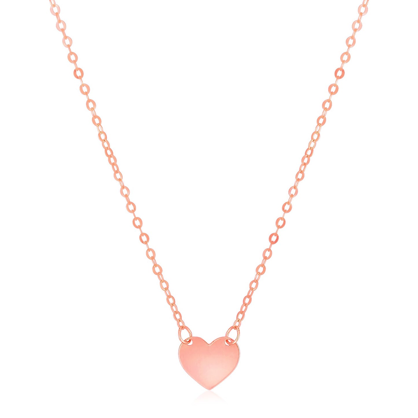 14k Rose Gold Polished Mini Heart Necklace