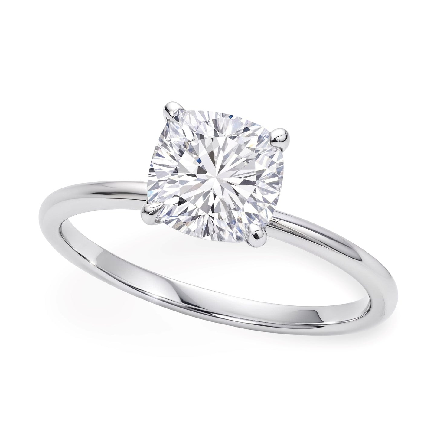 2 Carat Cushion Lab Grown IGI G/VS1 Diamond Solitaire Ring in 10K White Gold