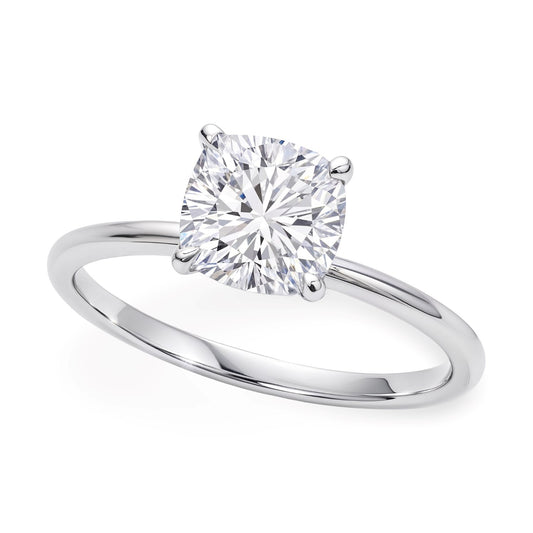2 Carat Cushion Lab Grown IGI G/VS1 Diamond Solitaire Ring in 10K White Gold