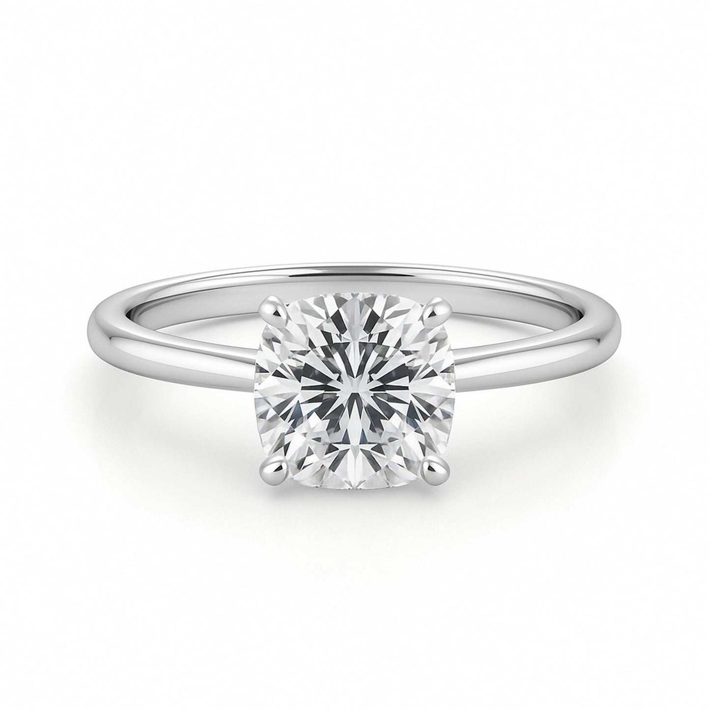 2 Carat Cushion Lab Grown IGI G/VS1 Diamond Solitaire Ring in 10K White Gold