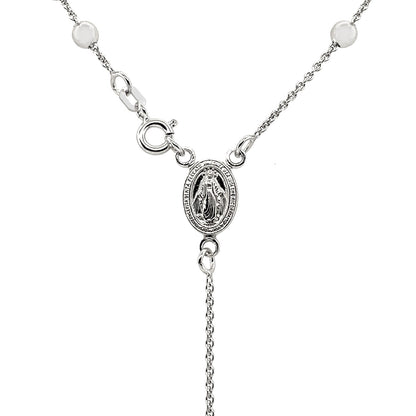 Polished Rosary Chain & Bead Necklace in Sterling Silver