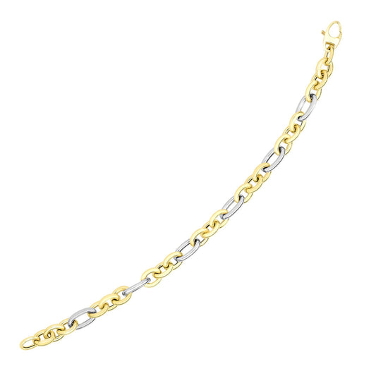 14k Two-Tone Gold Long & Short Style Oval Link Bracelet