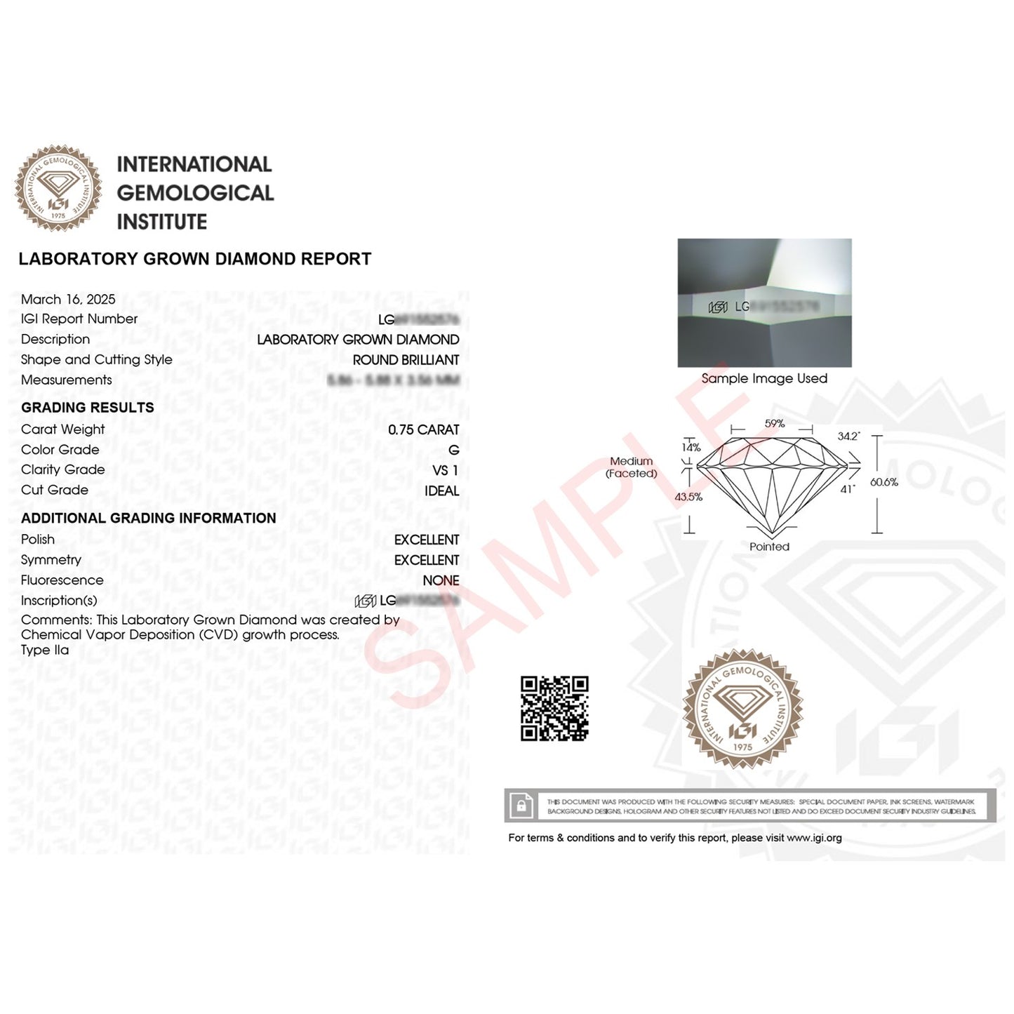 3/4 Carat Round Lab Grown IGI G/VS1 Diamond Solitaire Ring in 14K Yellow Gold