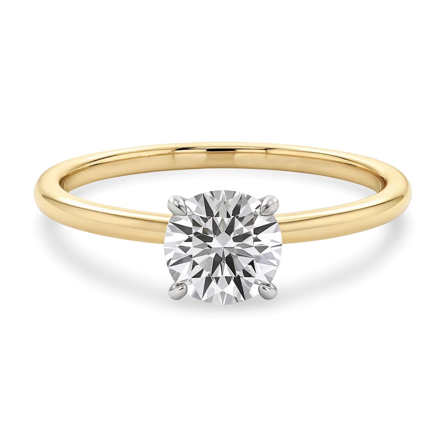 3/4 Carat Round Lab Grown IGI G/VS1 Diamond Solitaire Ring in 14K Yellow Gold