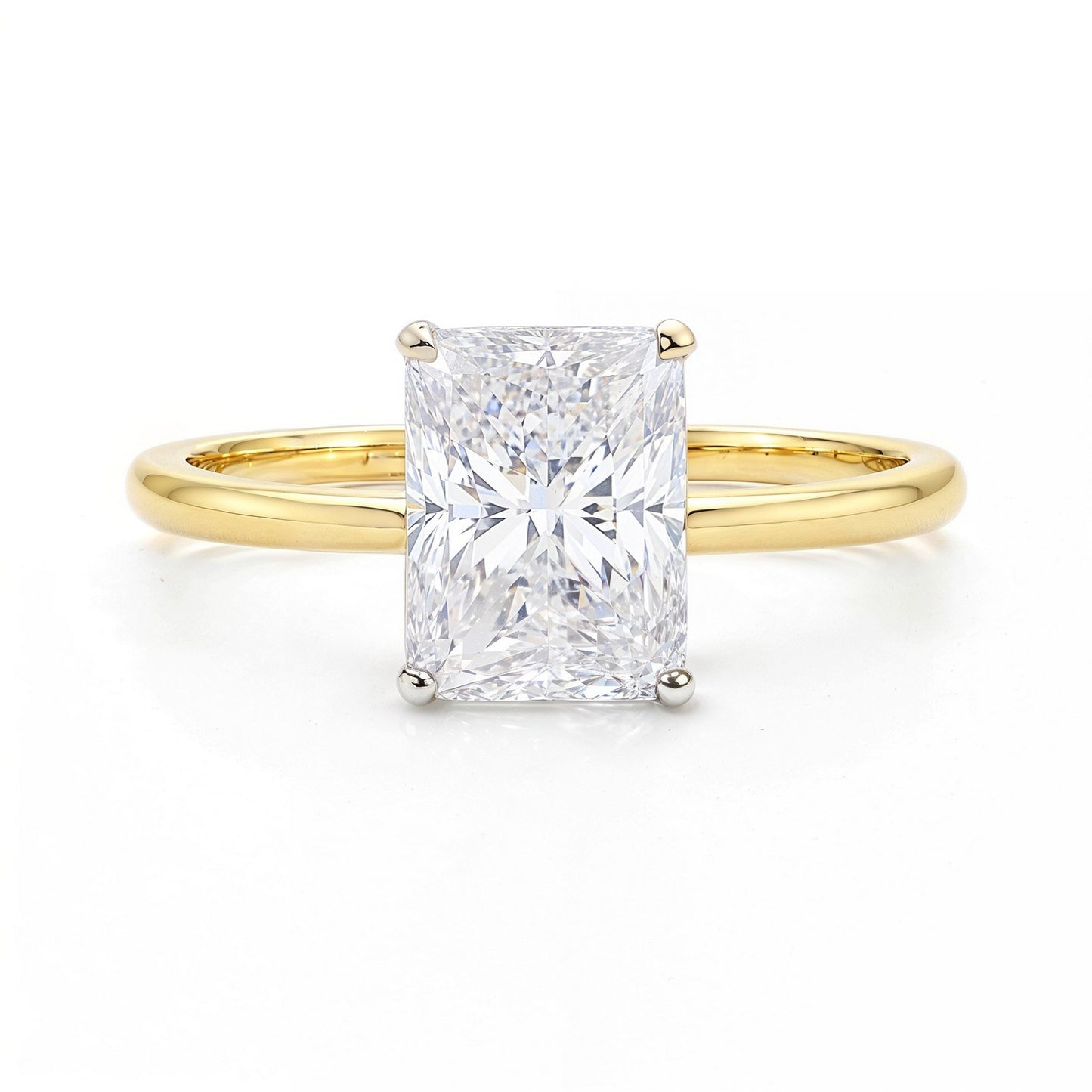 3 Carat Radiant Lab Grown IGI G/VS1 Diamond Solitaire Ring in 10K Yellow Gold