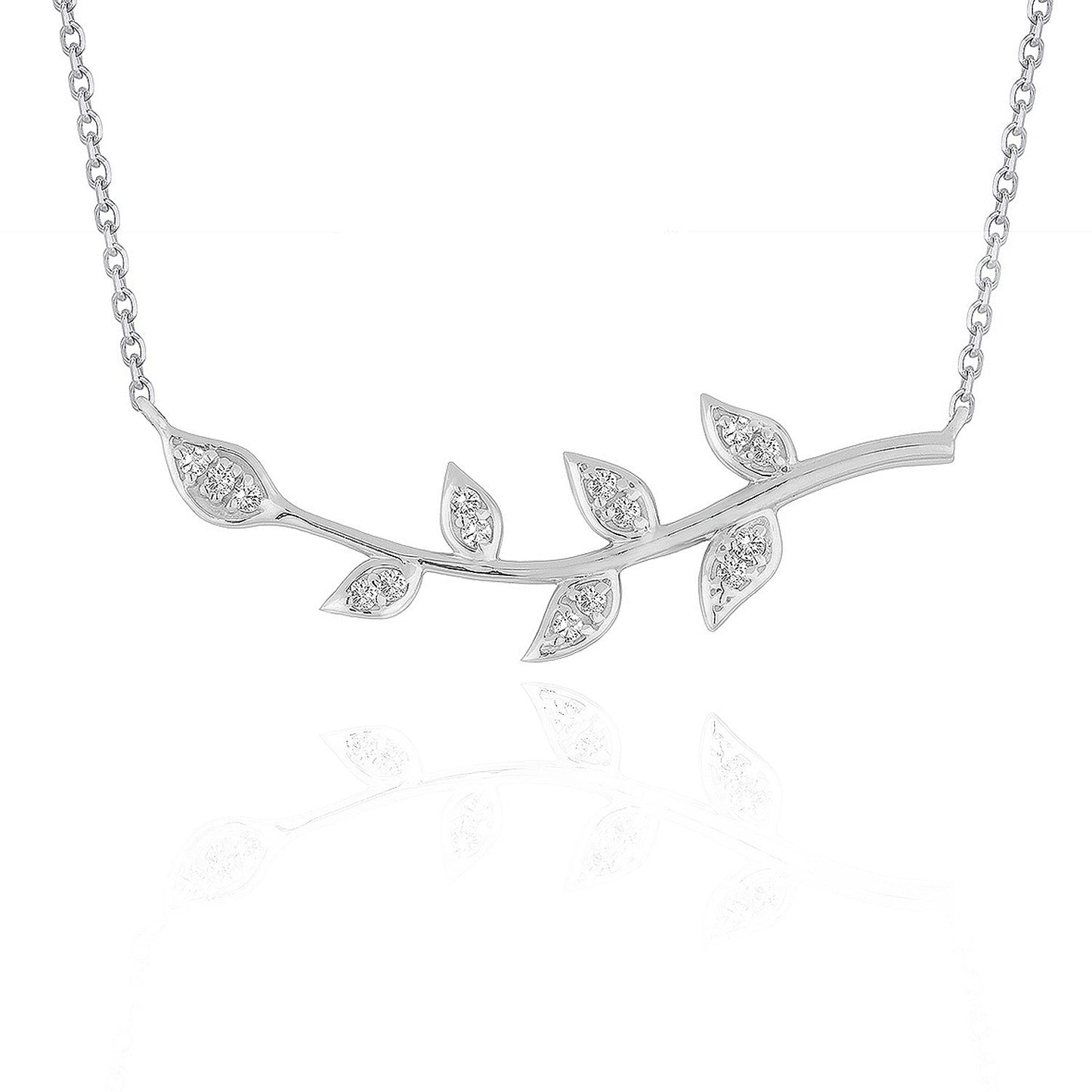 Diamond Vine Design Pendant in 14k White Gold