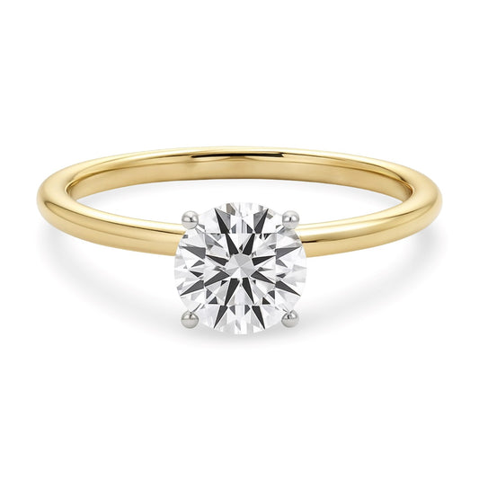 1 Carat Round Lab Grown IGI G/VS1 Diamond Solitaire Ring in 14K Yellow Gold