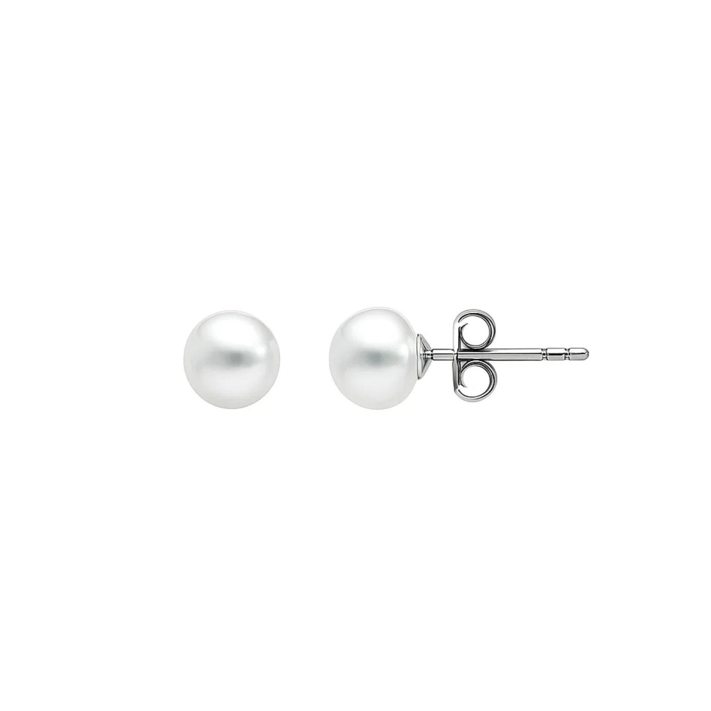 White Freshwater Cultured Pearl Stud Earrings in 14K White Gold (4.00 mm)