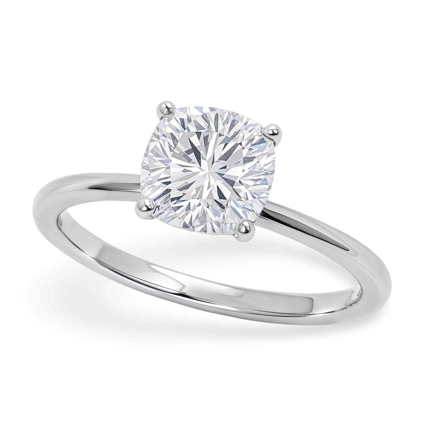 1 1/2 Carat Cushion Lab Grown IGI G/VS1 Diamond Solitaire Ring in 10K White Gold